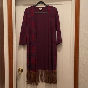 ARIAT 3/4 SLEEVE FRINGE CARDIGAN